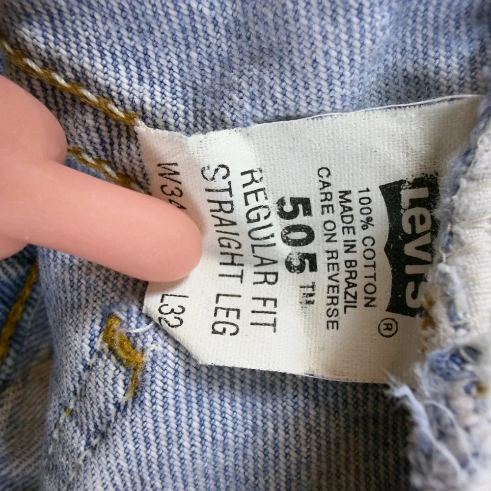 Vintage Levis 505 Orange Tab Regular Fit Straight Leg Jeans Light Wash 34x32